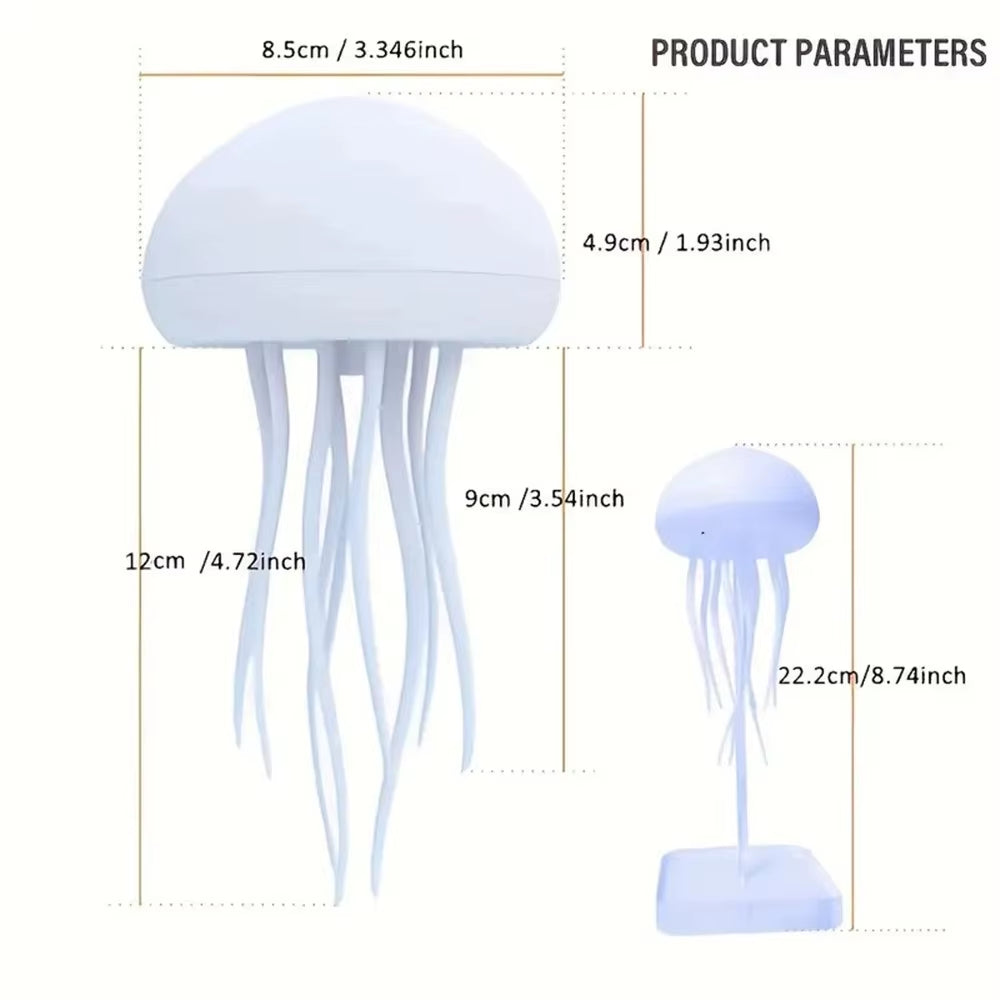 RGB Gradient Rechargeable Smart LED Jellyfish Night Light,Usb,Sound & Touch Control,Table Lamp for Bedroom & Living Room Decor